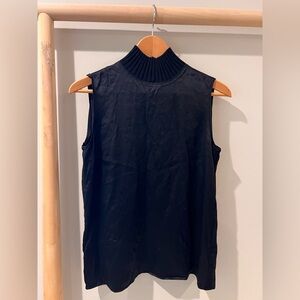 Lafayette 148  New York black mock neck silk tank top sz small